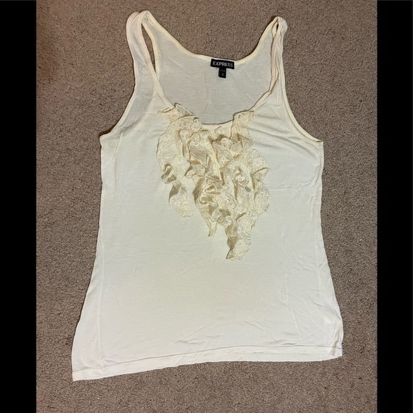 Express Ruffle Design cream top size Small - Picture 6 of 7